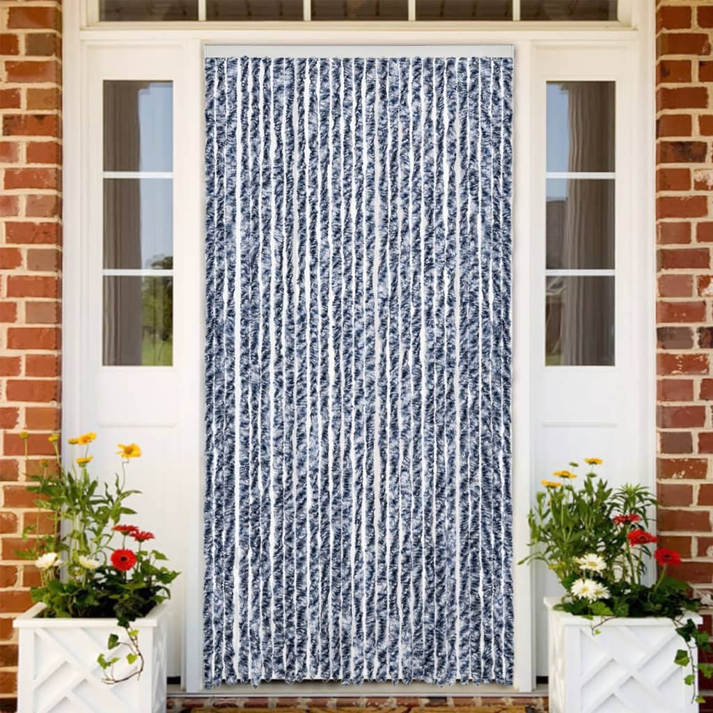 vidaXL Fliegenvorhang Blau und Weiß 100x230 cm Chenille