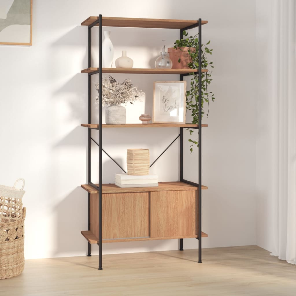 vidaXL Regal mit 5 Böden und Schrank 80x40x163 cm Stahl Holzwerkstoff
