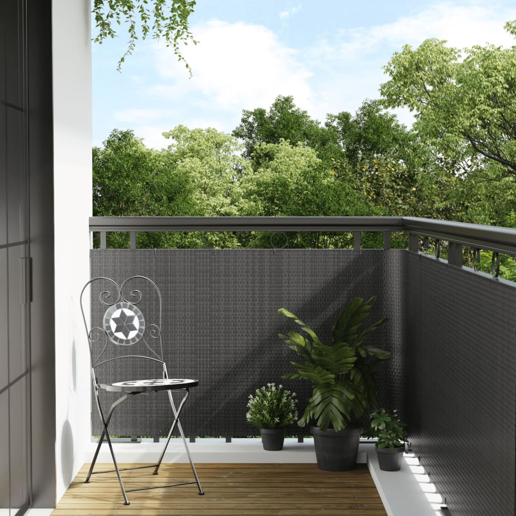 vidaXL Balkon-Sichtschutz Anthrazit 500x100 cm Poly Rattan