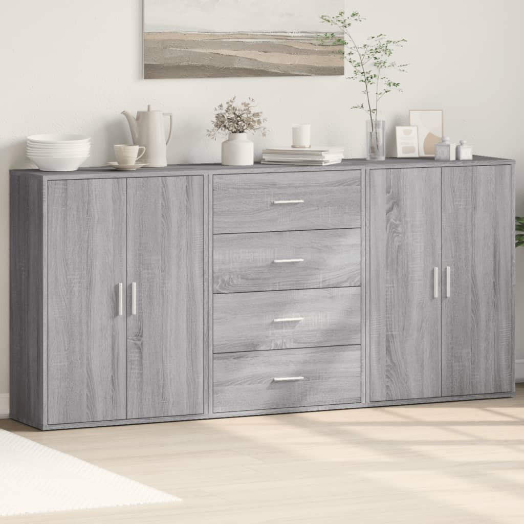 vidaXL Sideboards 3 Stk. Grau Sonoma 60x31x84 cm Holzwerkstoff