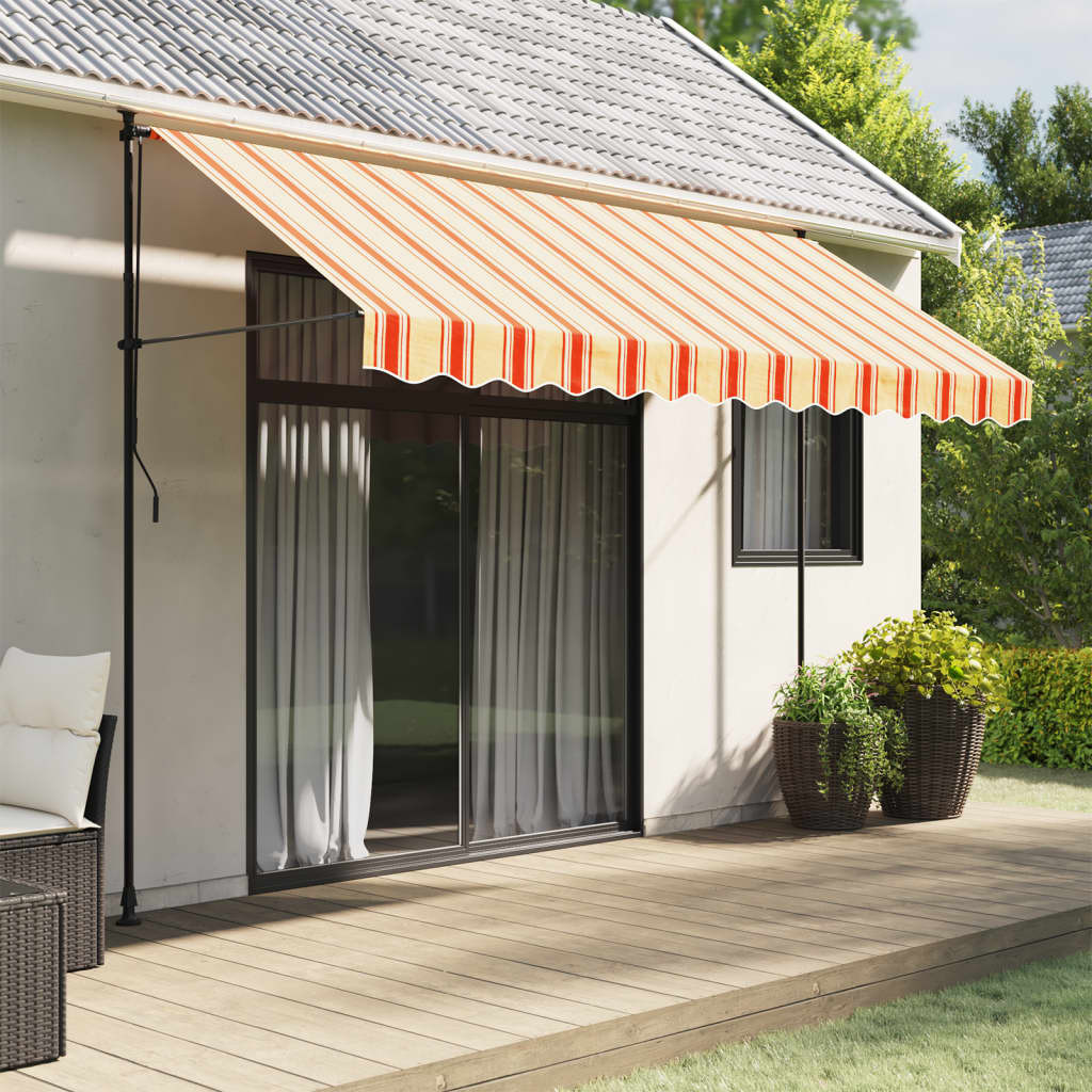 vidaXL Markisenvolant Gelb und Orange Gestreift 3,5 m