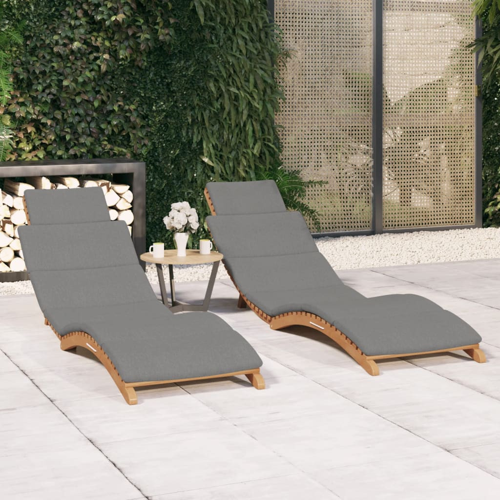 vidaXL Sonnenliegen 2 Stk. mit Auflagen Massivholz Teak