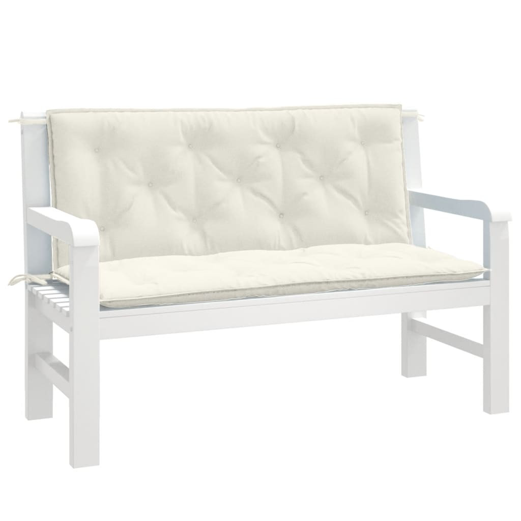 vidaXL Gartenbank-Auflagen 2 Stk. Melange Creme 120x50x7 cm Stoff