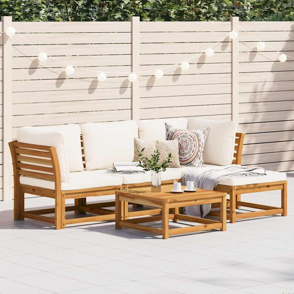 vidaXL 5-tlg. Garten-Lounge-Set mit Kissen Massivholz Akazie