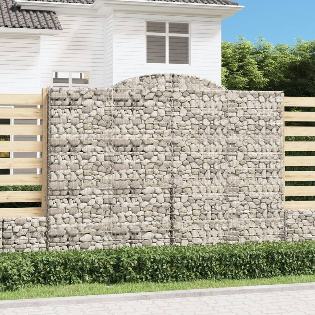 vidaXL Gabionen mit Hochbogen 10 Stk 300x50x220/240cm Verzinktes Eisen