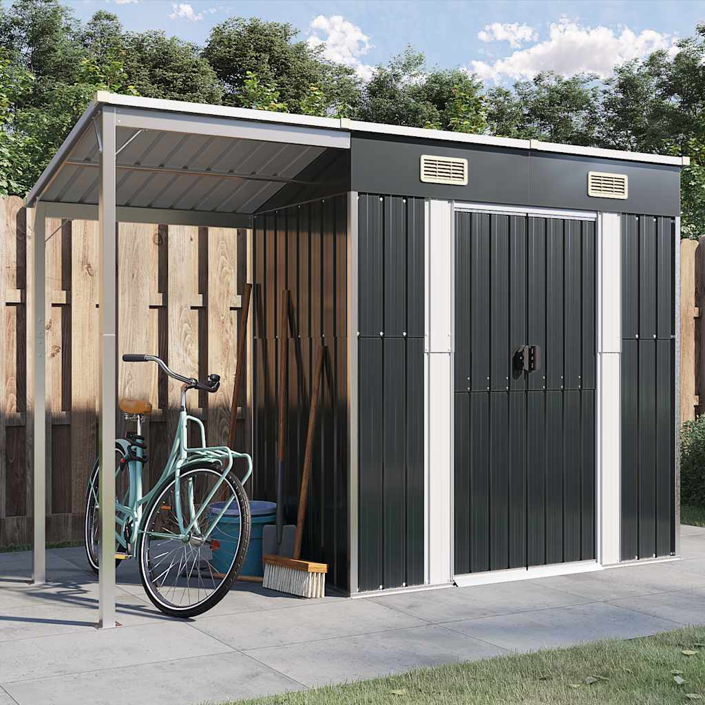 vidaXL Gartenhaus mit Schleppdach Anthrazit 277x107x181 cm Stahl