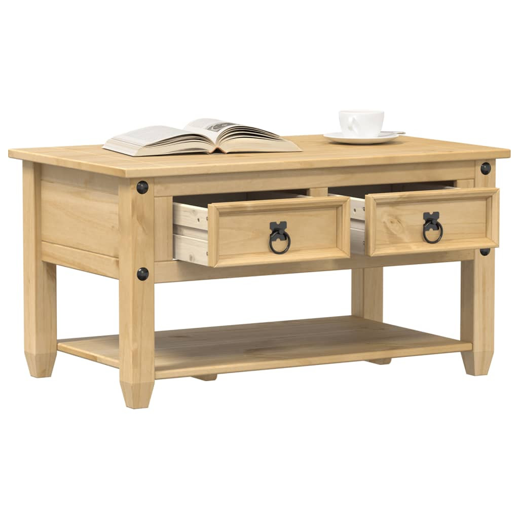 vidaXL Couchtisch mit Schubladen Corona 85x50x45 cm Massivholz Kiefer