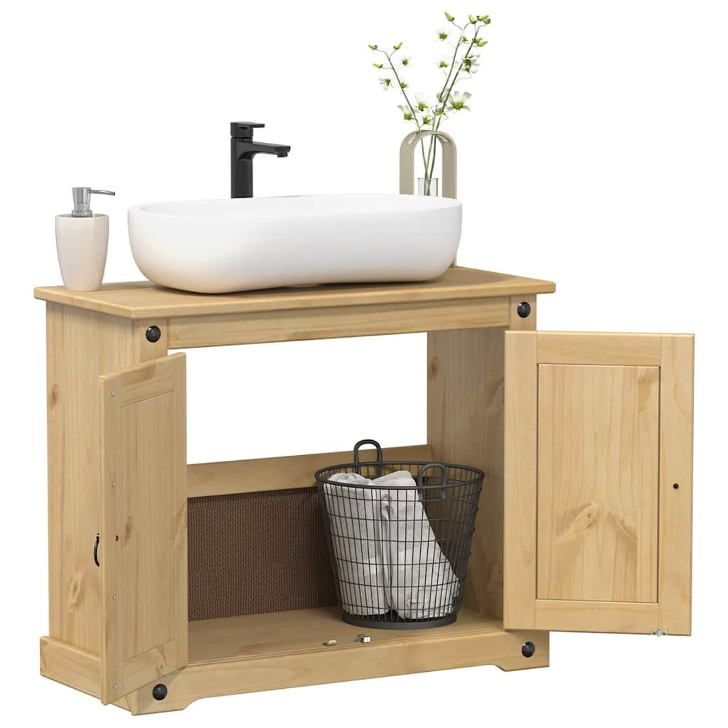 vidaXL Waschbeckenunterschrank Corona 73x33x60 cm Massivholz Kiefer