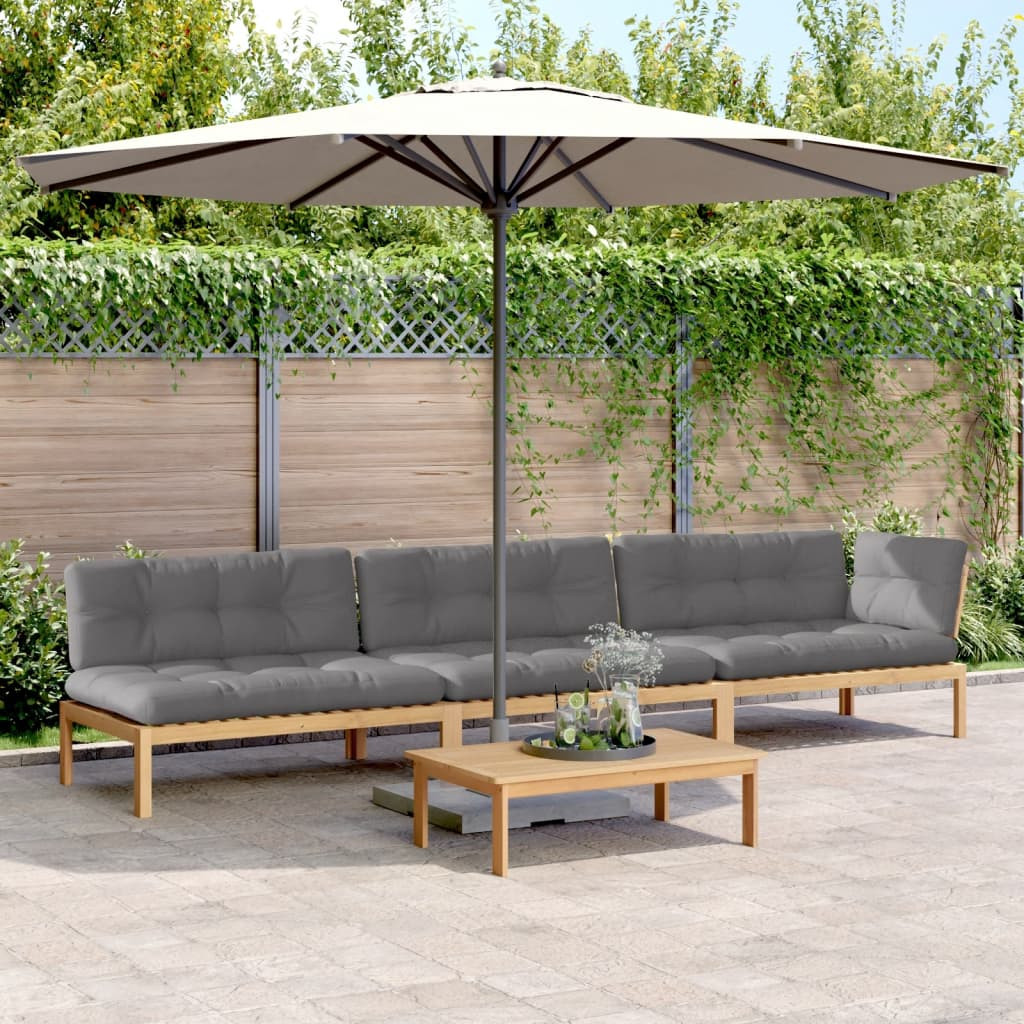 vidaXL 4-tlg. Garten-Sofagarnitur aus Paletten mit Kissen Akazienholz