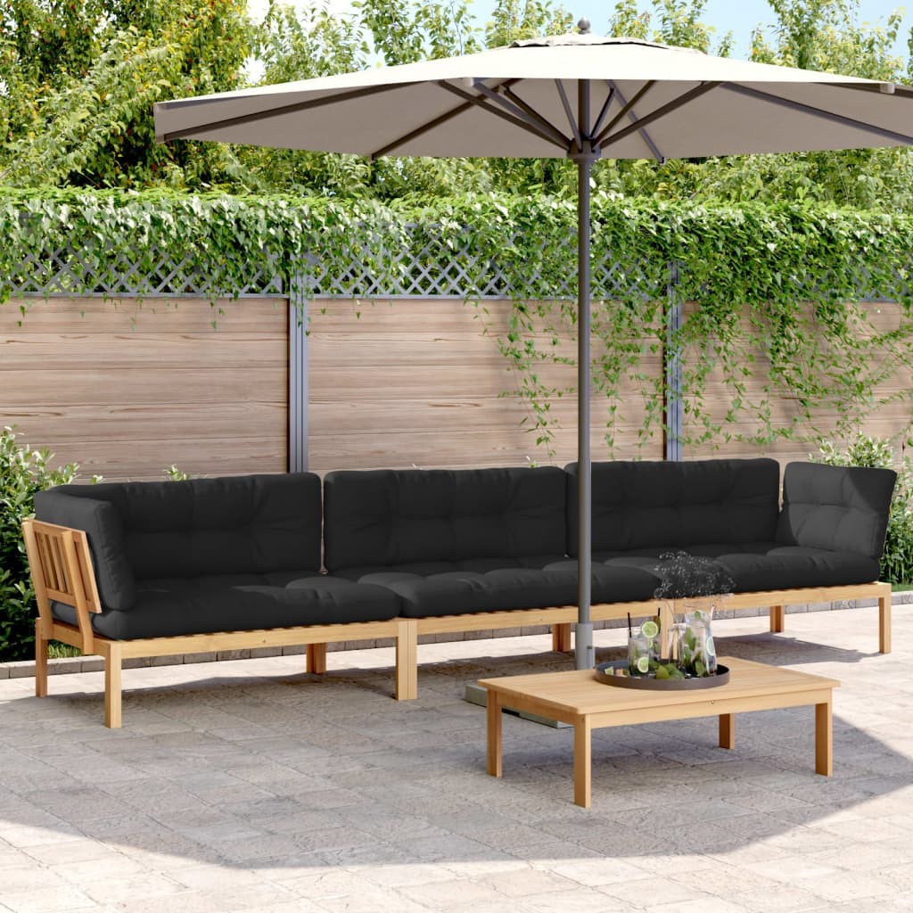 vidaXL 4-tlg. Garten-Sofagarnitur aus Paletten mit Kissen Akazienholz