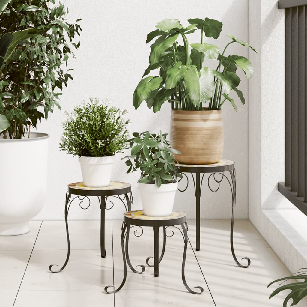 vidaXL Pflanzenständer 3 Stk. Terrakottarot und Weiß Keramik