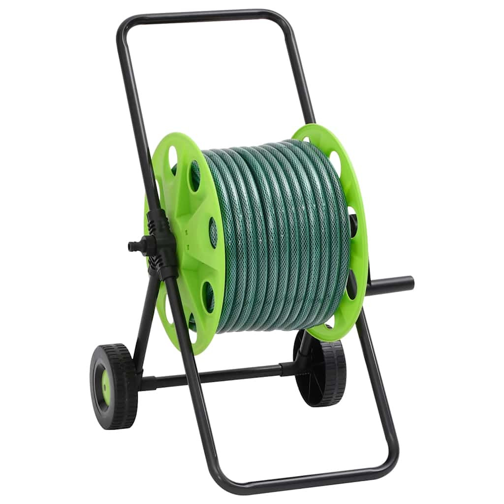 vidaXL Schlauchwagen mit Schlauchanschluss-Set 0,5" 50 m PVC Grün