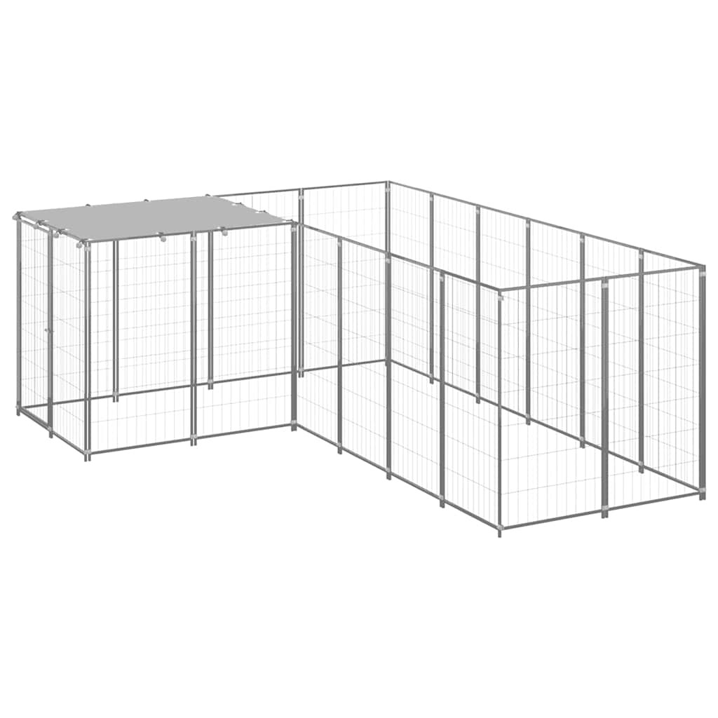 vidaXL Hundezwinger Silbern 4,84 m² Stahl