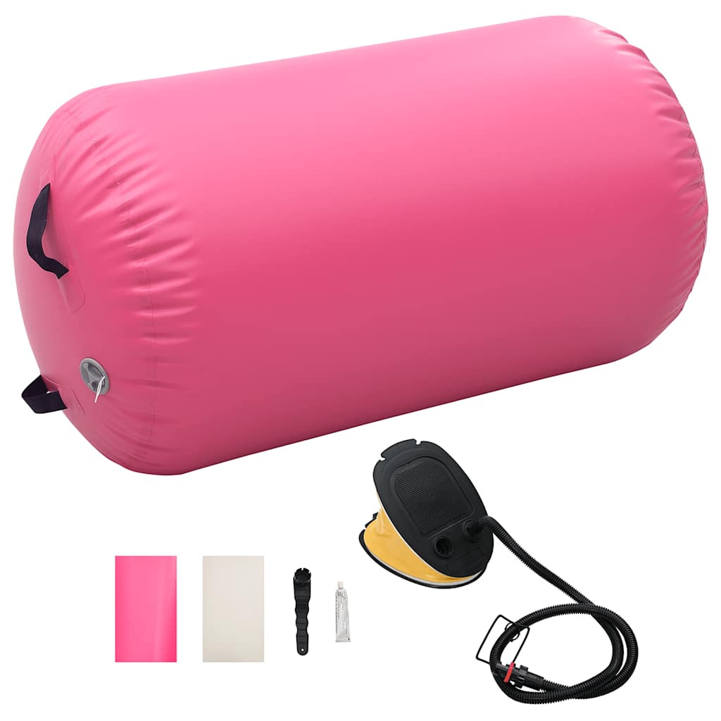vidaXL Aufblasbare Gymnastik-Rolle mit Pumpe 100x60 cm PVC Rosa