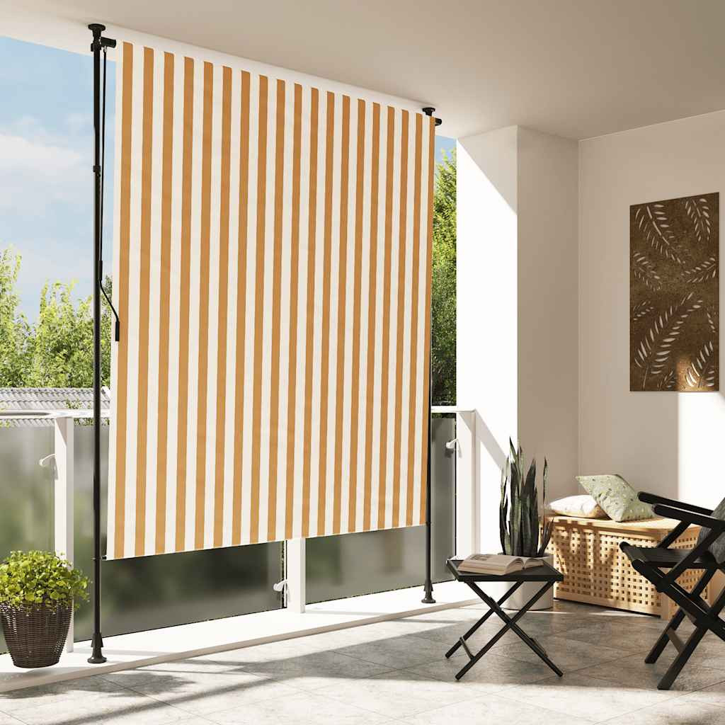 vidaXL Außenrollo Orange und Weiß 200x270 cm Stoff und Stahl