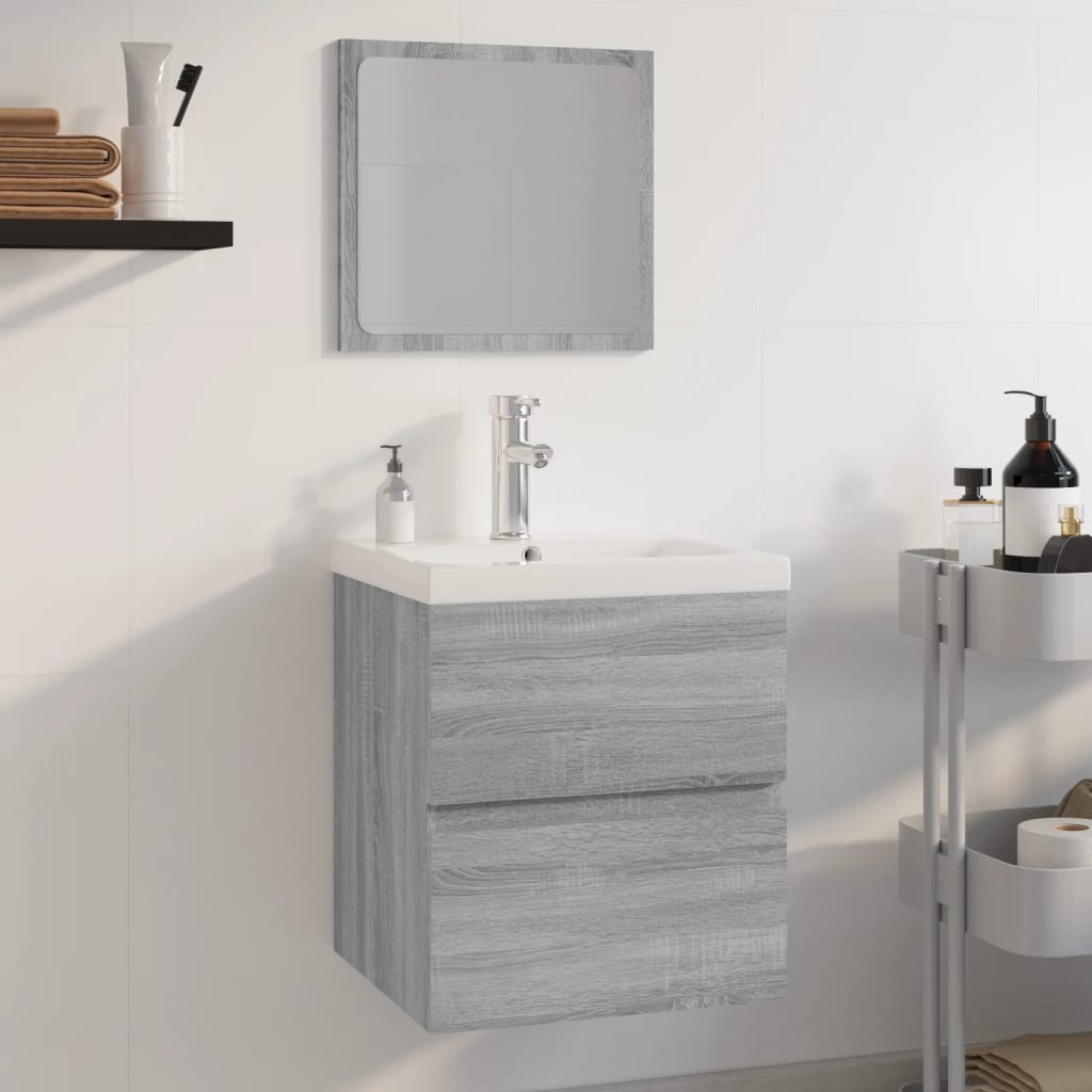 vidaXL Badmöbel-Set Grau Sonoma Holzwerkstoff