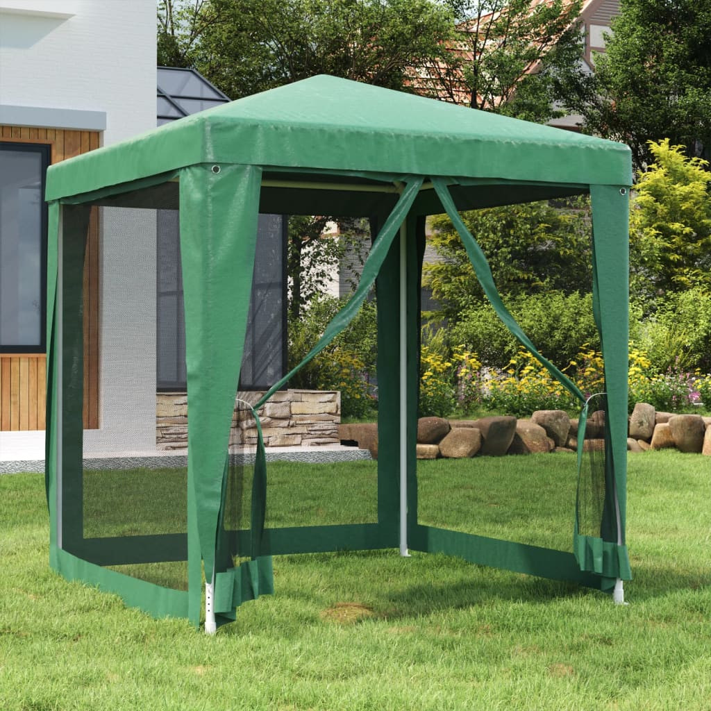 vidaXL Partyzelt mit 4 Mesh-Seitenwänden Grün 2x2 m HDPE