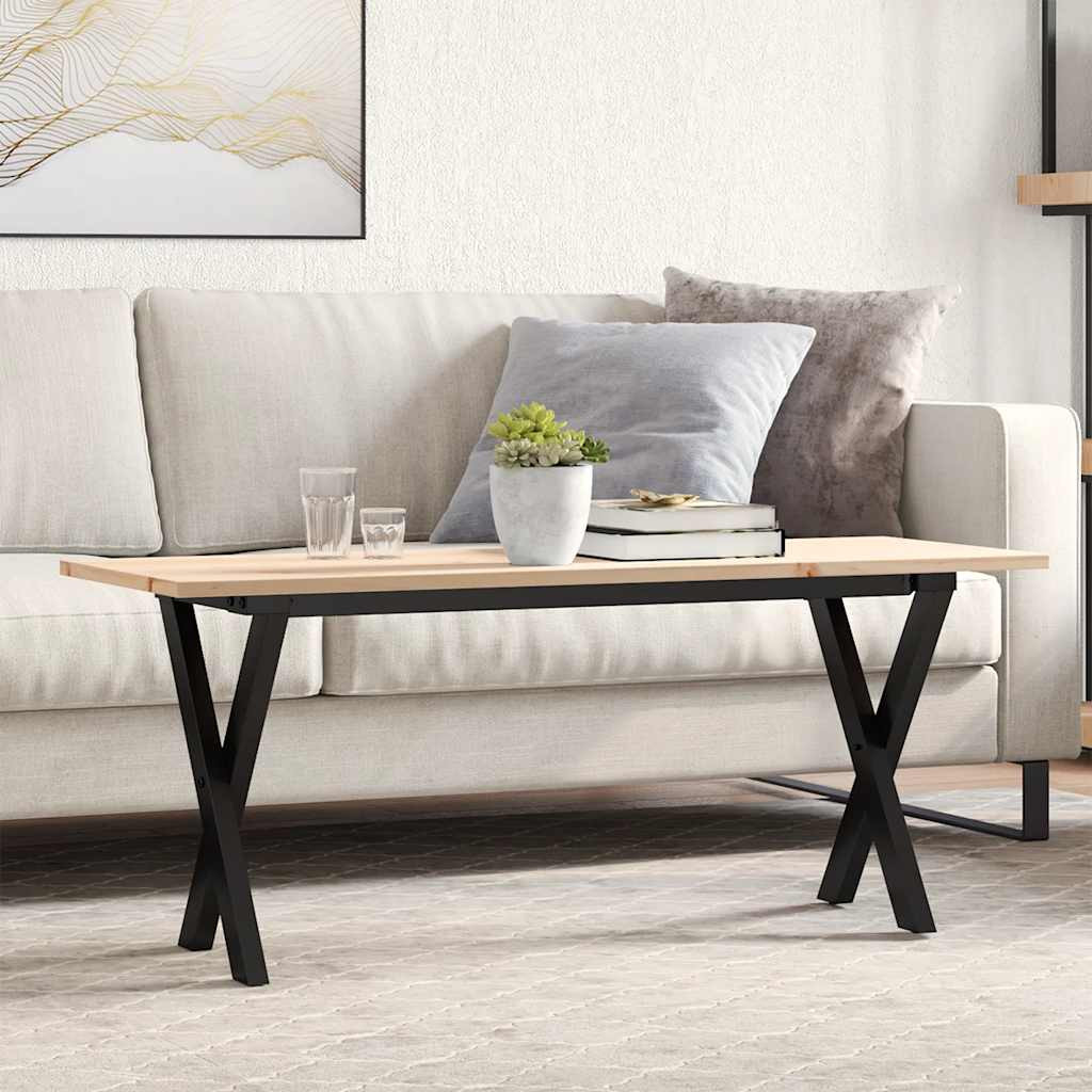 vidaXL Couchtisch X-Gestell 110x40x45 cm Massivholz Kiefer & Stahl