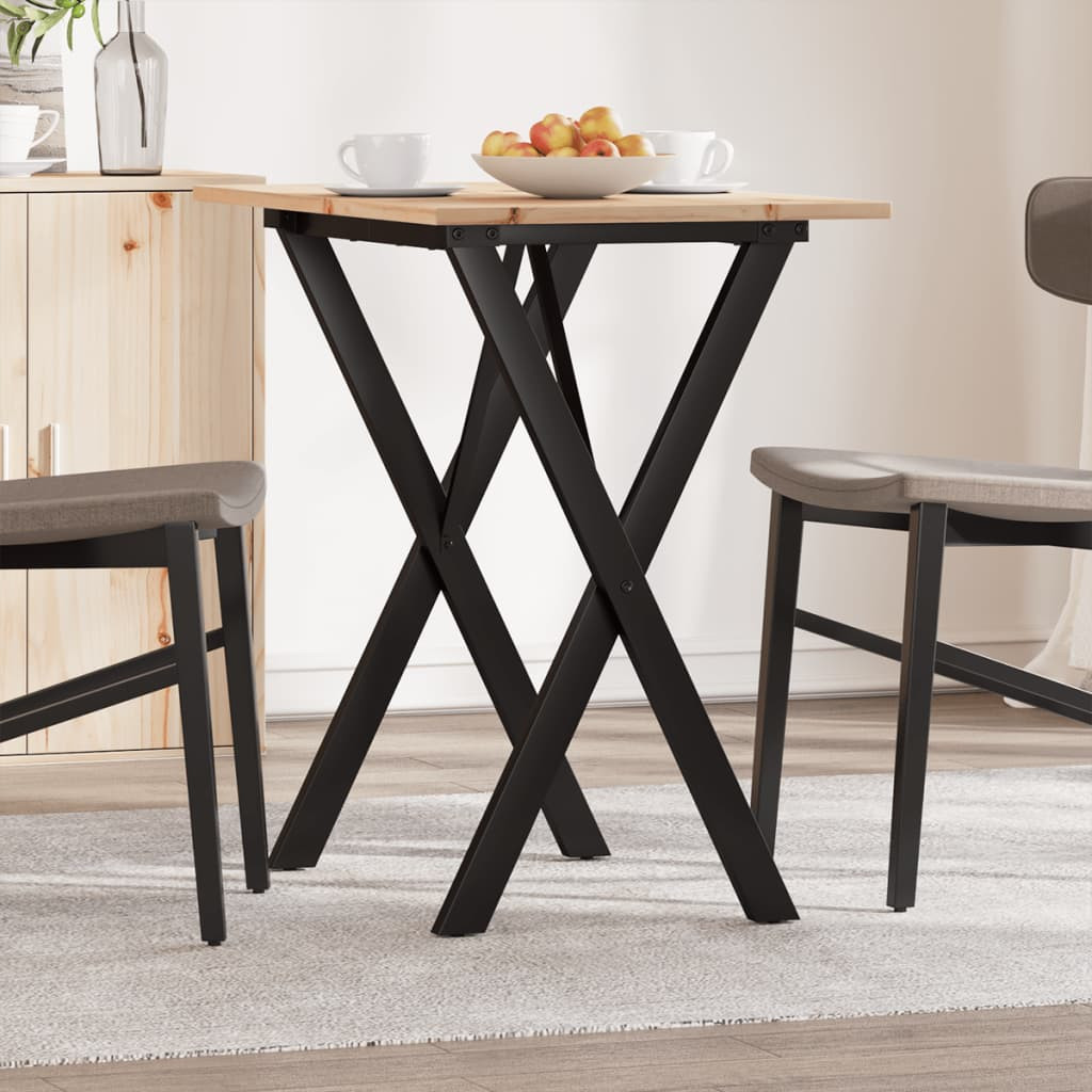 vidaXL Esstisch X-Gestell 80x50x75 cm Massivholz Kiefer und Stahl