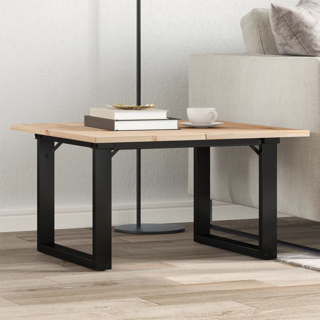 vidaXL Couchtisch O-Gestell 70x70x40cm Massivholz Kiefer und Stahl