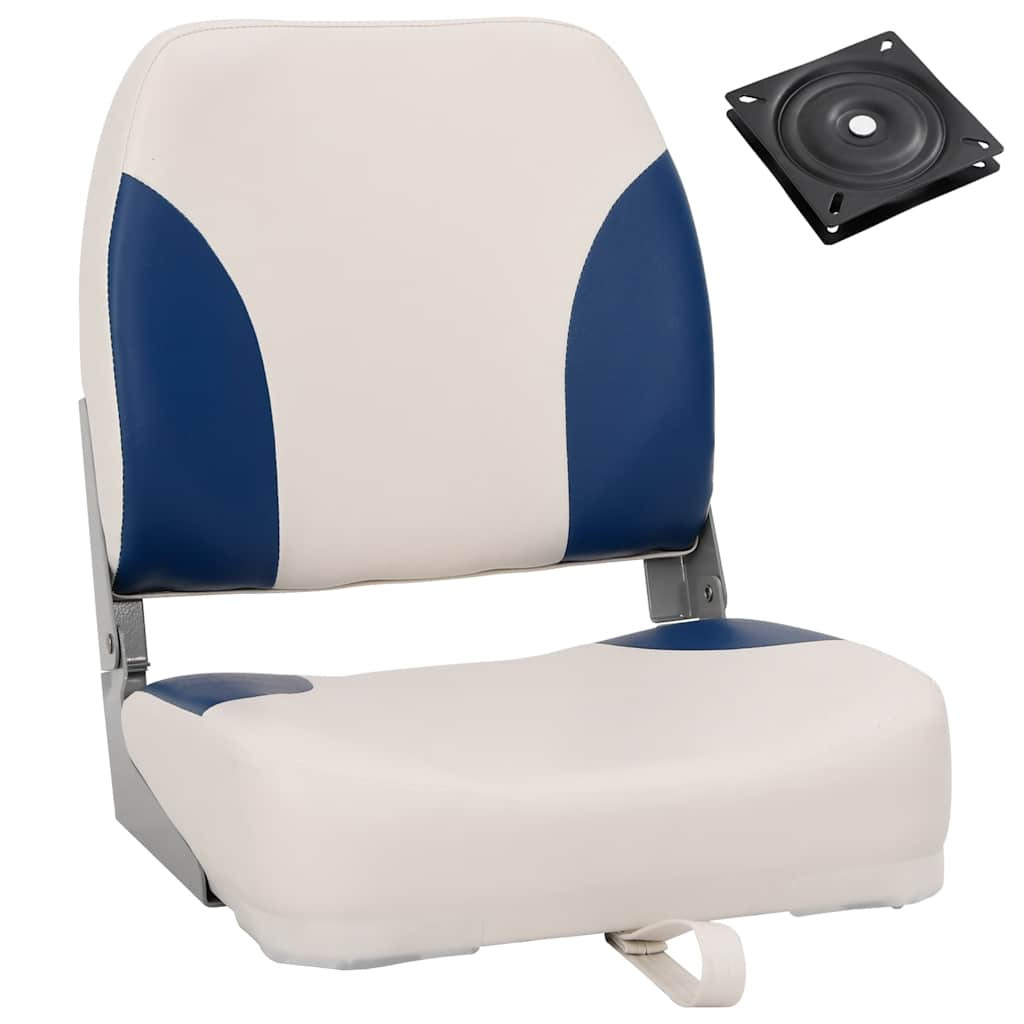 vidaXL Klappbarer Bootssitz 1 Set mit Polster in Blau-Weiß