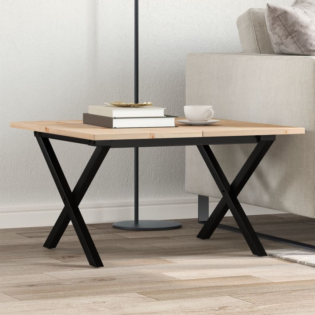 vidaXL Couchtisch X-Gestell 60x60x40cm Massivholz Kiefer und Stahl