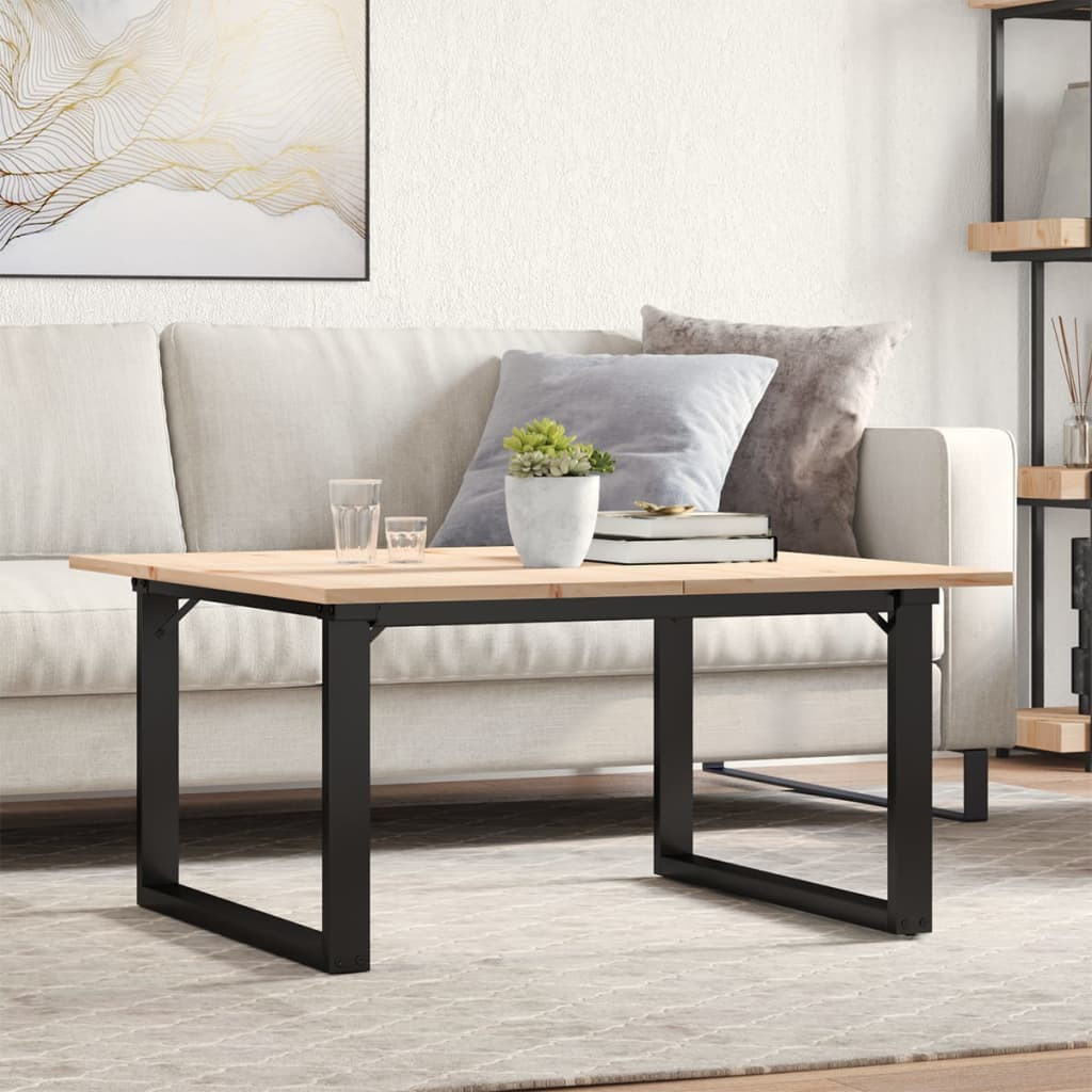 vidaXL Couchtisch O-Gestell 80x80x45cm Massivholz Kiefer und Stahl