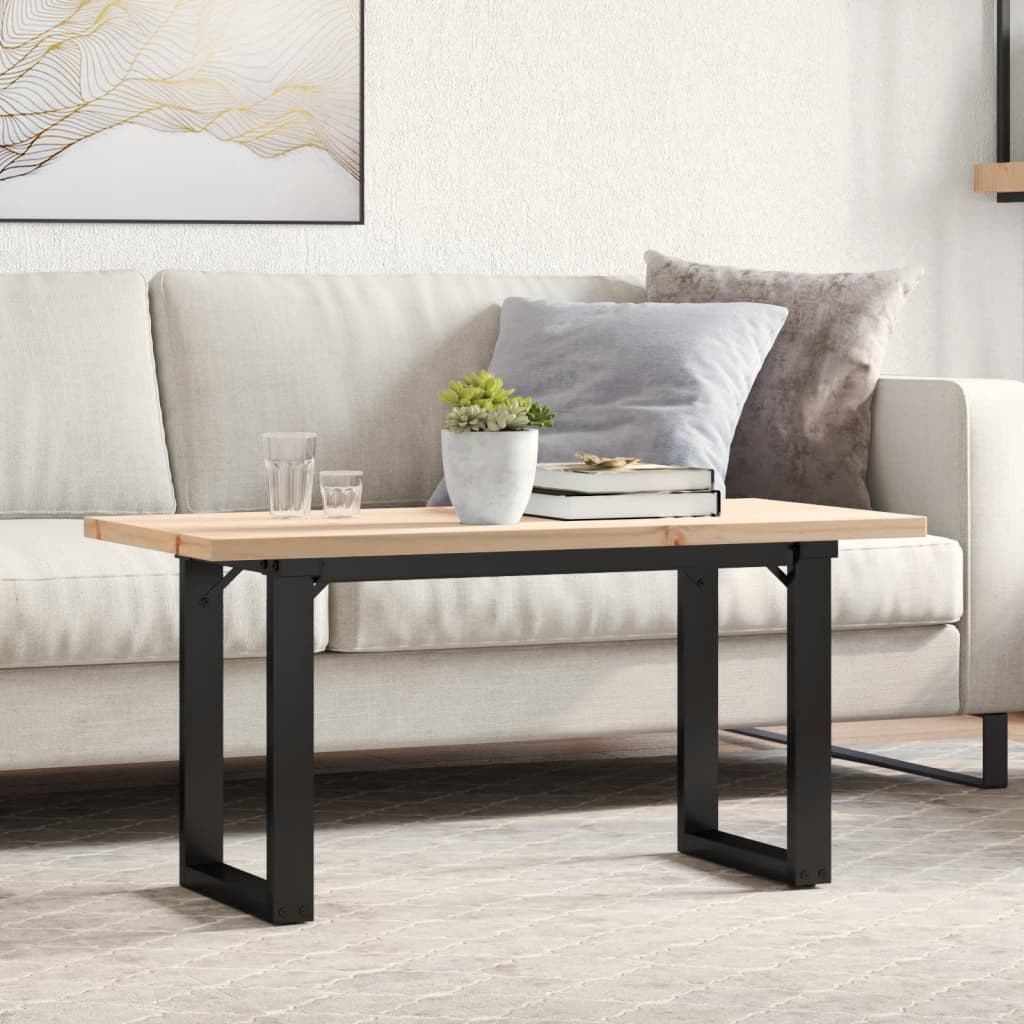 vidaXL Couchtisch O-Gestell 90x40x45,5cm Massivholz Kiefer & Stahl