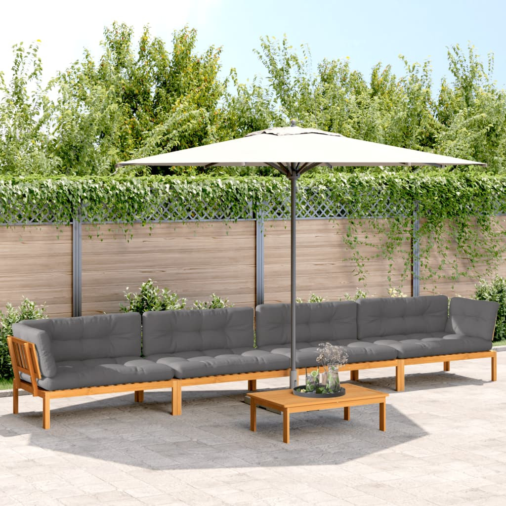 vidaXL 5-tlg. Garten-Sofagarnitur aus Paletten mit Kissen Akazienholz