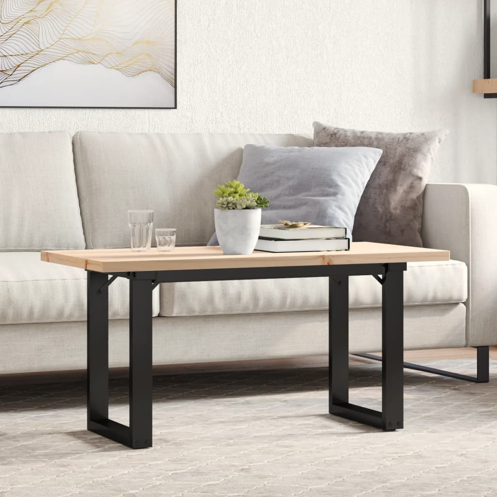 vidaXL Couchtisch O-Gestell 100x50x45,5 cm Massivholz Kiefer Stahl