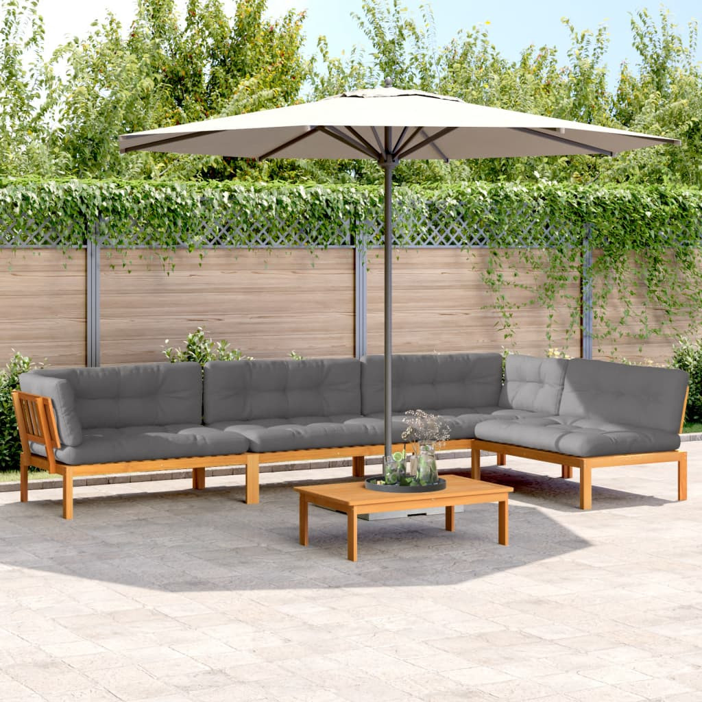 vidaXL 5-tlg. Garten-Sofagarnitur aus Paletten mit Kissen Akazienholz