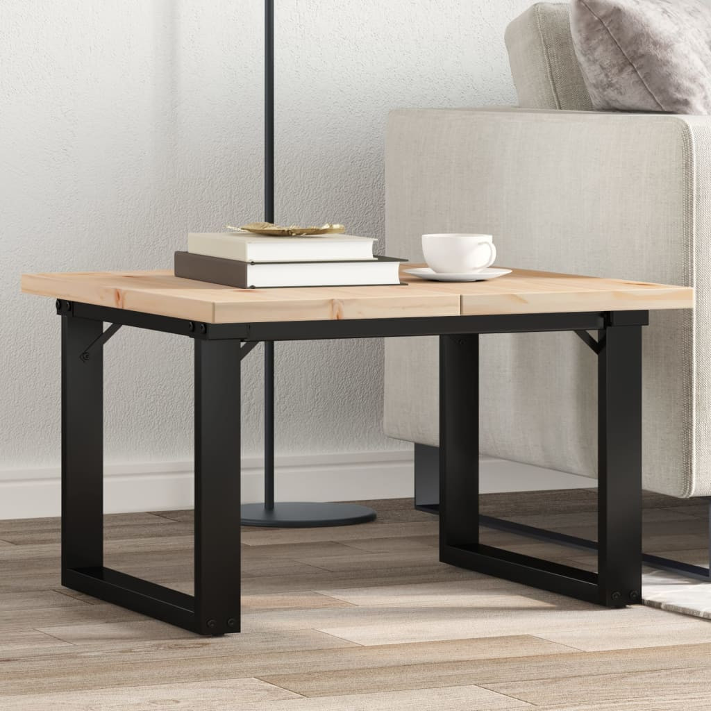 vidaXL Couchtisch O-Gestell 60x60x40,5cm Massivholz Kiefer & Stahl