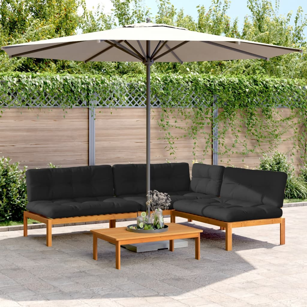 vidaXL 4-tlg. Garten-Sofagarnitur aus Paletten mit Kissen Akazienholz