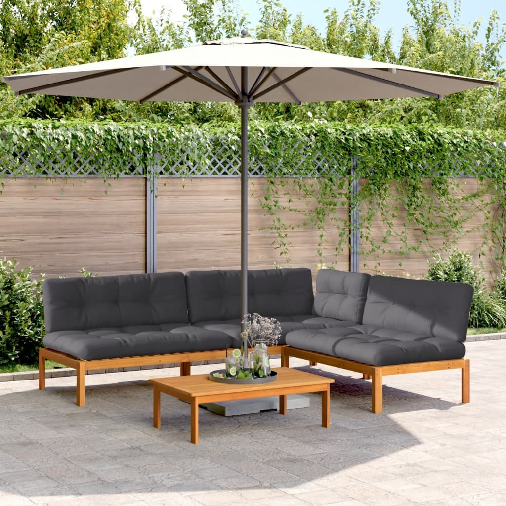vidaXL 4-tlg. Garten-Sofagarnitur aus Paletten mit Kissen Akazienholz