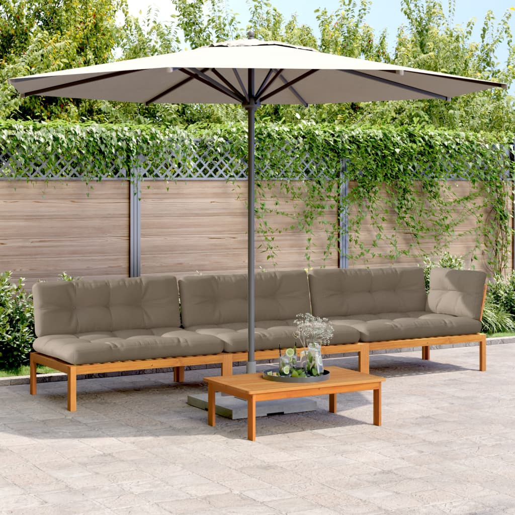 vidaXL 4-tlg. Garten-Sofagarnitur aus Paletten mit Kissen Akazienholz