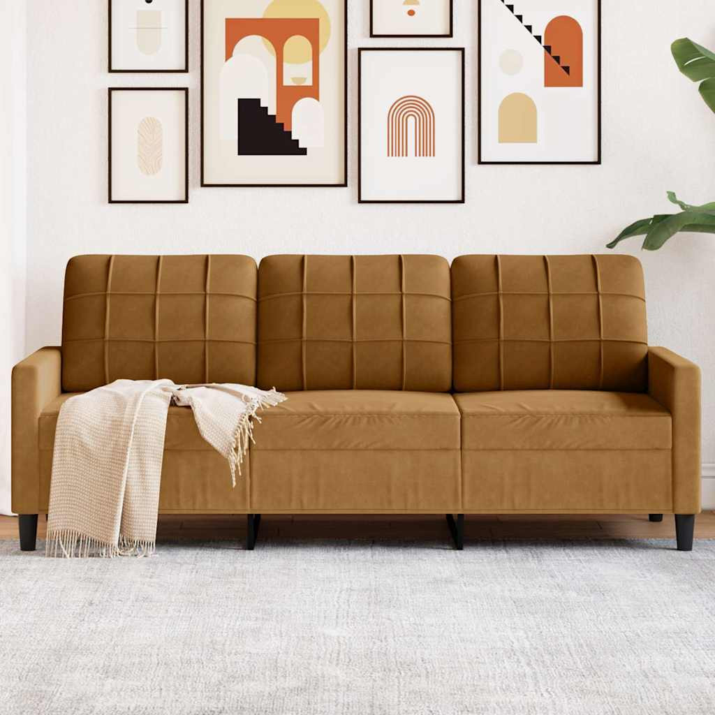 vidaXL 3-Sitzer-Sofa Braun 180 cm Samt