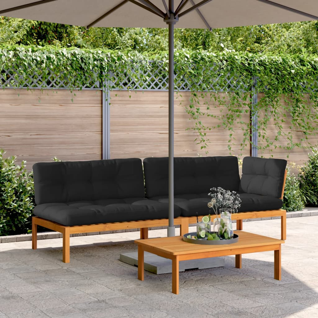 vidaXL 3-tlg. Garten-Sofagarnitur aus Paletten mit Kissen Akazienholz