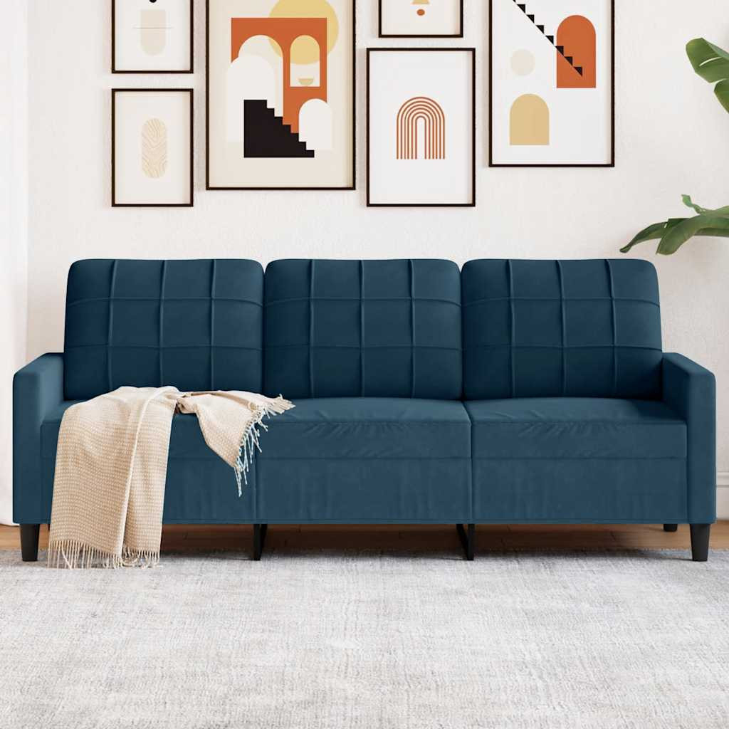 vidaXL 3-Sitzer-Sofa Blau 180 cm Samt