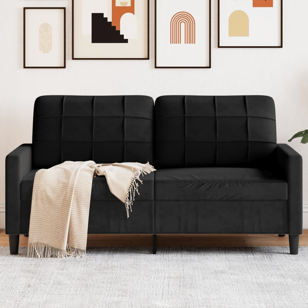 vidaXL 2-Sitzer-Sofa Schwarz 140 cm Samt
