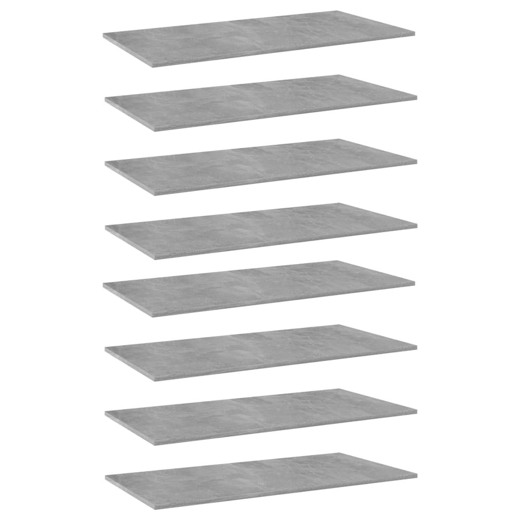 vidaXL Bücherregal-Bretter 8 Stk. Betongrau 80x20x1,5 cm Holzwerkstoff
