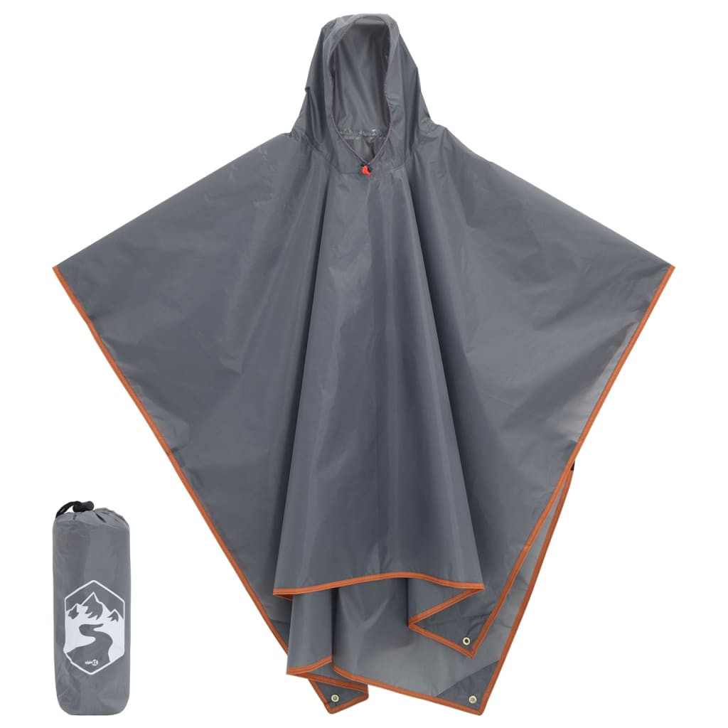 vidaXL Regenponcho mit Kapuze 2-in-1-Design Grau und Orange 223x145 cm