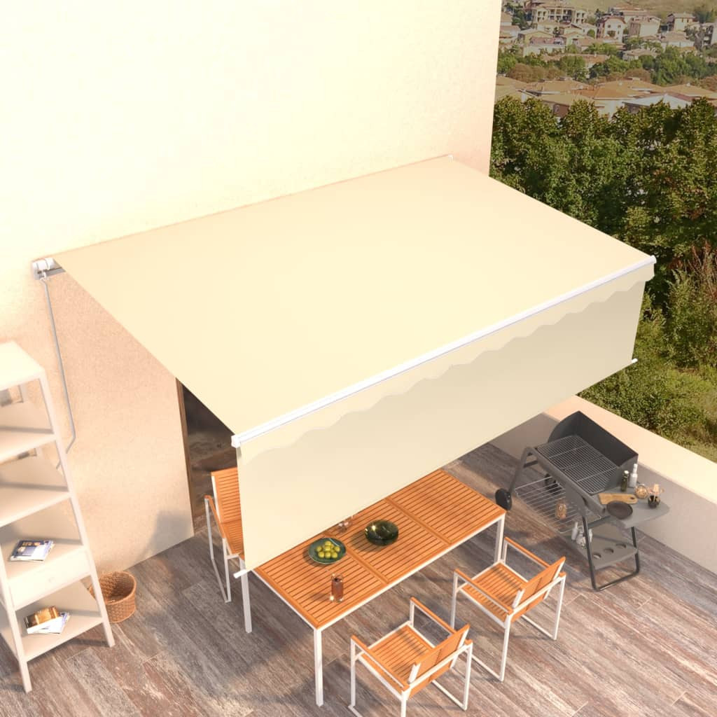 vidaXL Markise Manuell Einziehbar mit Rollo 5x3 m Creme
