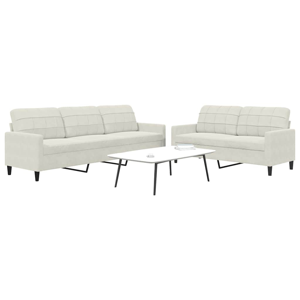 vidaXL 2-tlg. Sofagarnitur mit Kissen Creme Samt