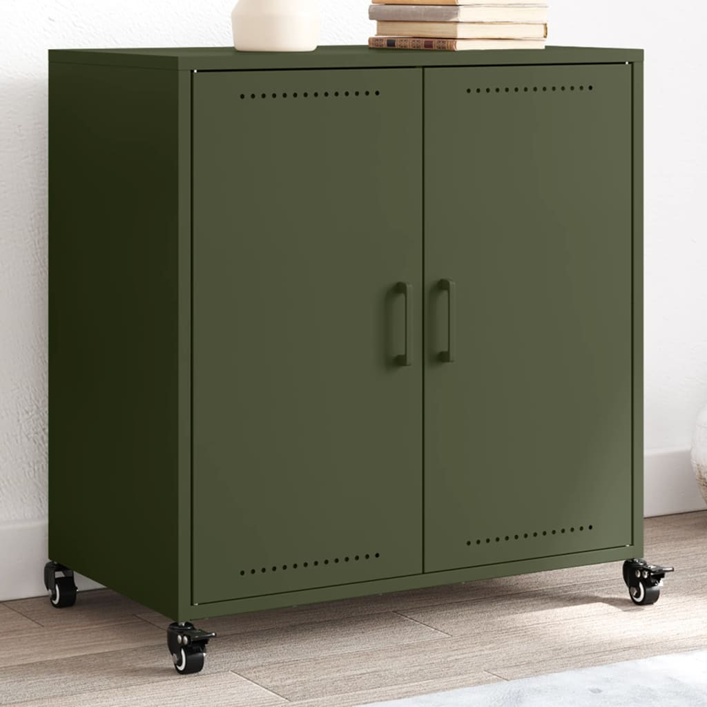 vidaXL Sideboard Olivgrün 68x39x72 cm Stahl