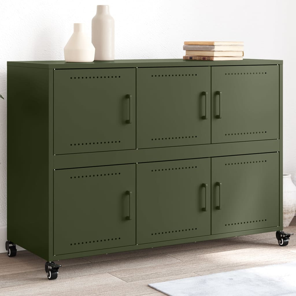 vidaXL Sideboard Olivgrün 100,5x39x72 cm Stahl