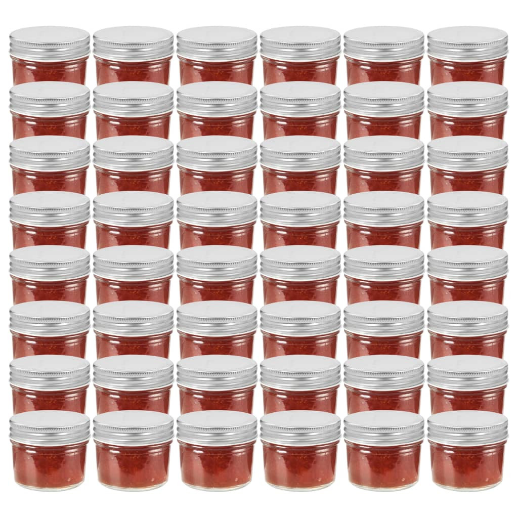 vidaXL Marmeladengläser mit Silbernen Deckeln 48 Stk. 110 ml