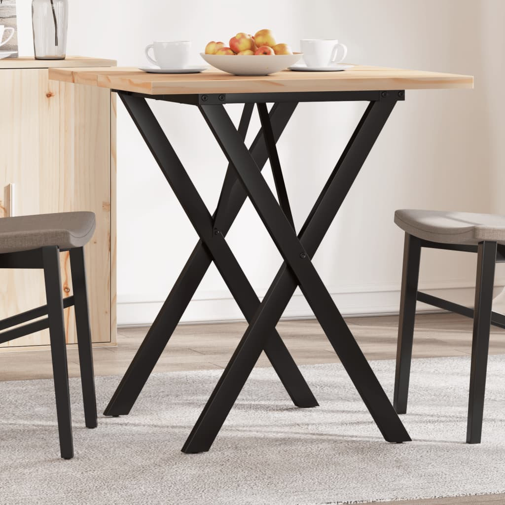 vidaXL Esstisch X-Gestell 60x60x75,5cm Massivholz Kiefer und Stahl