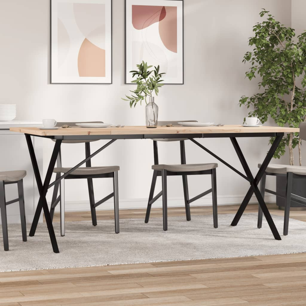 vidaXL Esstisch X-Gestell 180x90x75,5 cm Massivholz Kiefer & Stahl