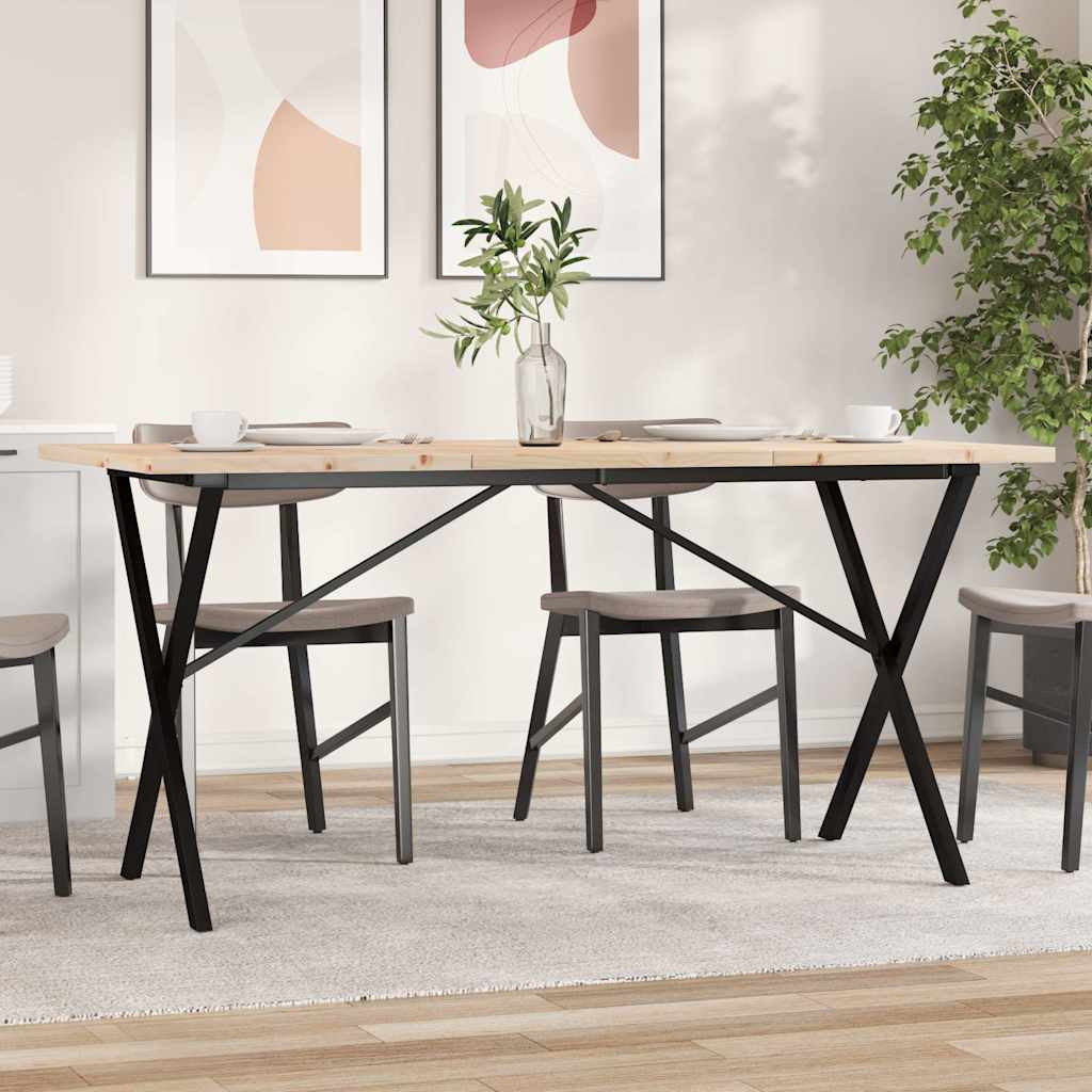 vidaXL Esstisch X-Gestell 140x80x75,5 cm Massivholz Kiefer & Stahl