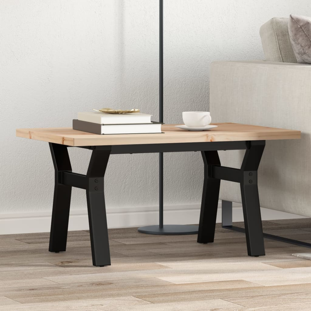vidaXL Couchtisch Y-Gestell 80x50x40,5cm Massivholz Kiefer & Stahl